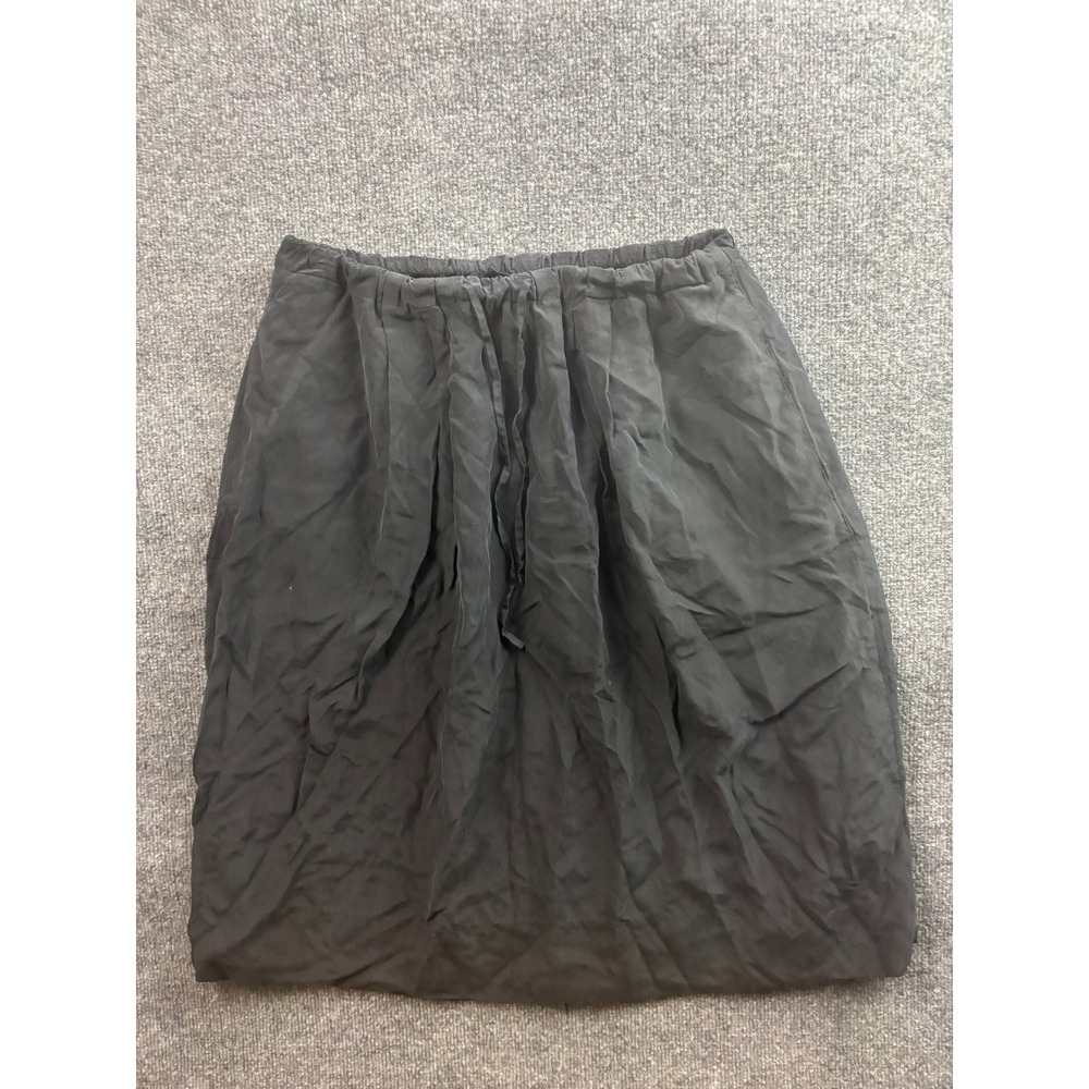 Madewell Silk Skirt Womens Medium Black Drawstring Elastic Waist Pockets